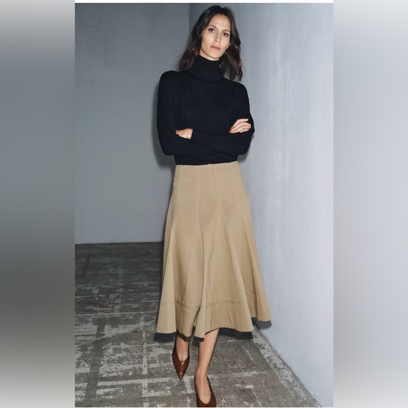 Zara Dresses & Skirts - ZARA Tan A-Line TRENCH Skirt